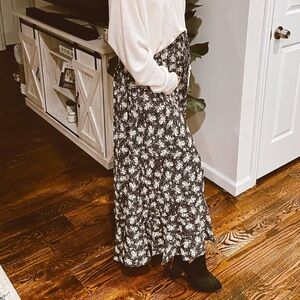 Black and White Floral Maxi Skirt